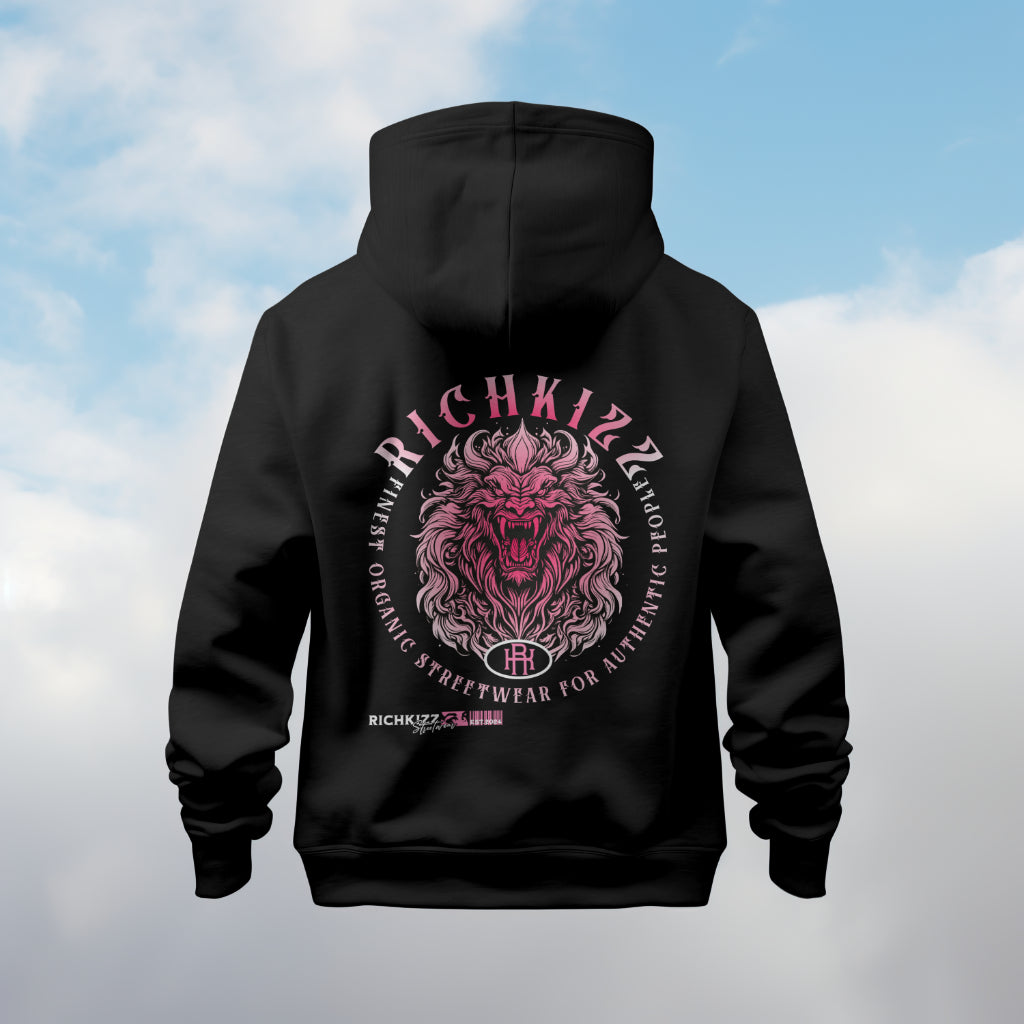 Hoodie Männer Lion Club schwarz Richkizz finest Streetwear Löwe Motiv im Casual Style Urbanwear Shop Deutschland