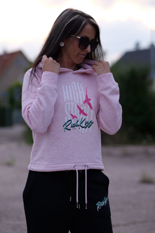 High Spirit Hoodie Sweatshirt Frauen Mädels girls Streetwear Richkizz cream rosa Bio nachhaltige Kleidung 