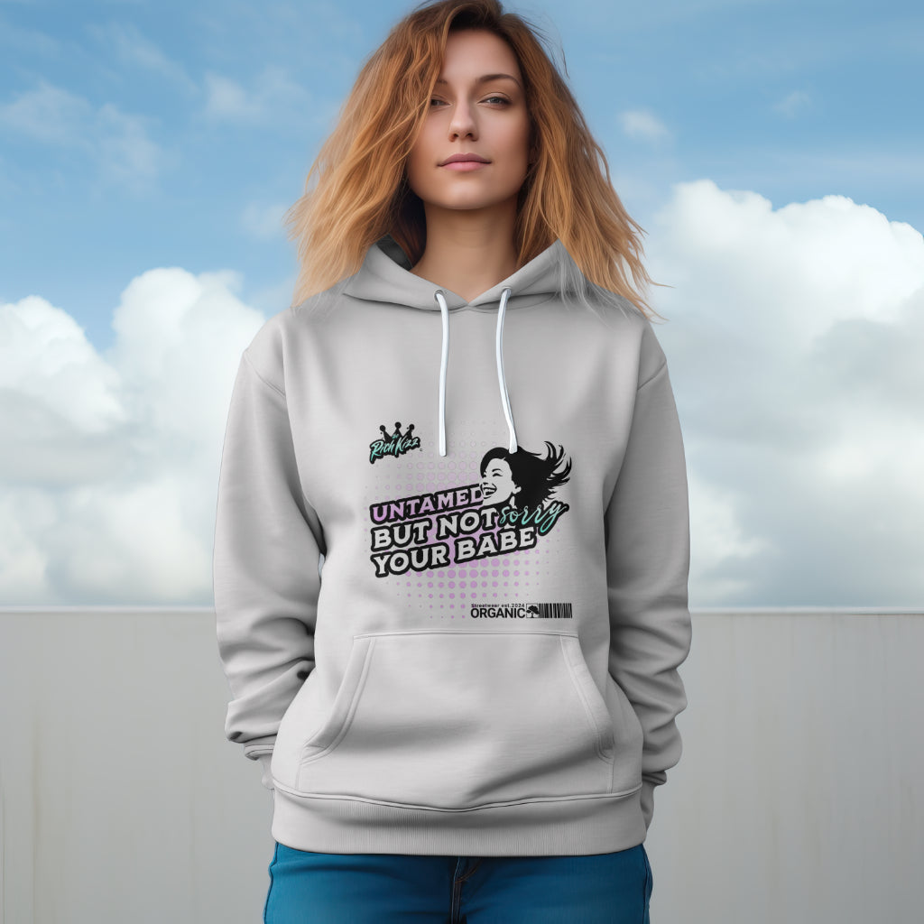 Babe Hoodie Girls Sweatshirt mit kapuze und Print, Streetwear für Mädels und Frauen von Richkizz, pink weiß grauer Frontprint